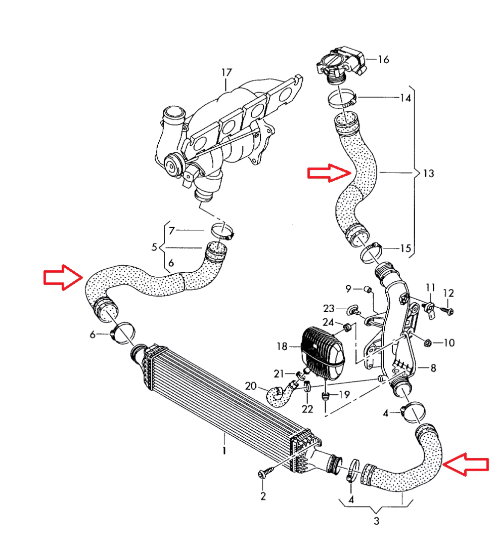 B8 A4/A5 2.0T Silicone Intercooler Hose Kit - Image 2