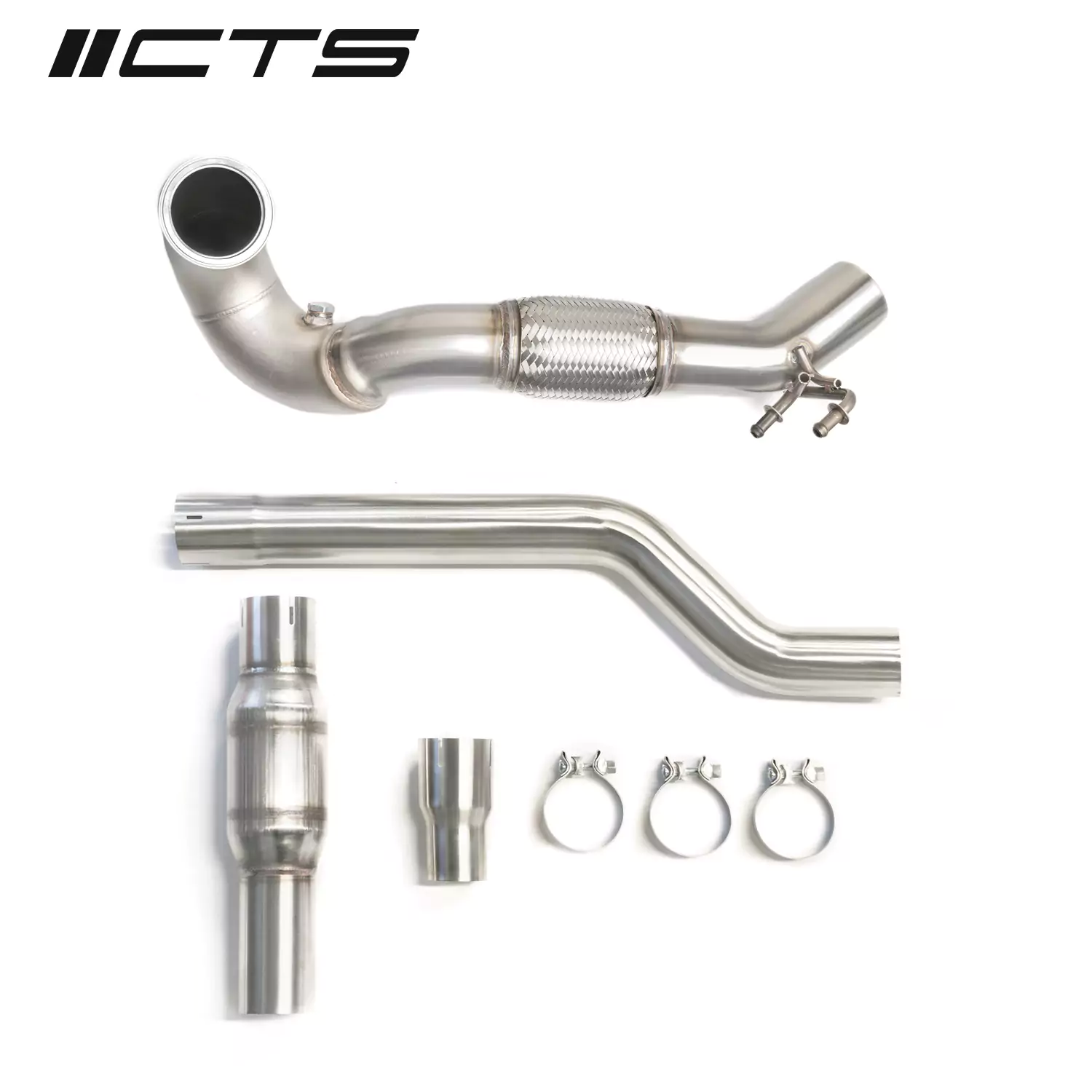 CTS Turbo MQB AWD Exhaust Downpipe With High Flow Cat (MK7/MK7.5 Golf AWD, Golf R, A3/S3/TT/TT-S Quattro)