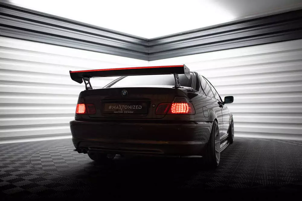 Carbon Spoiler With External Brackets Uprights + Led Bmw 3 Coupe E46