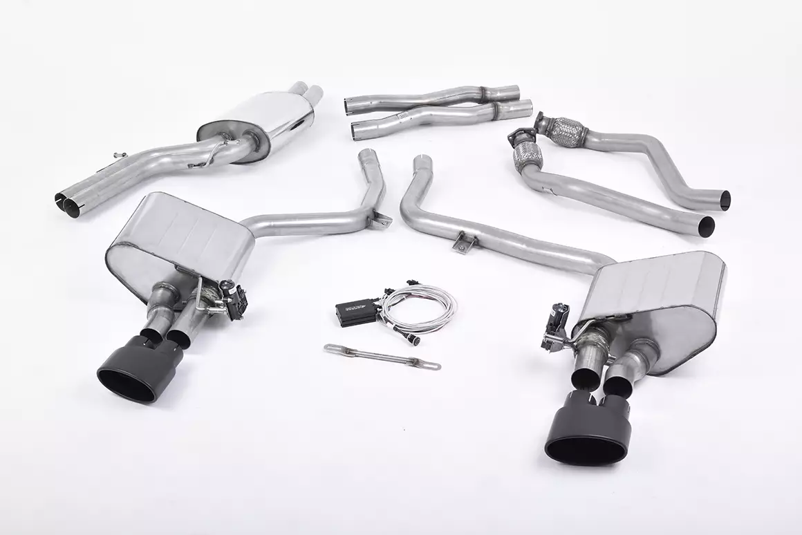 Valved & Resonated (Quieter) Cat-Back Exhaust System with Black Oval Trims - S4 3.0 Supercharged V6 B8