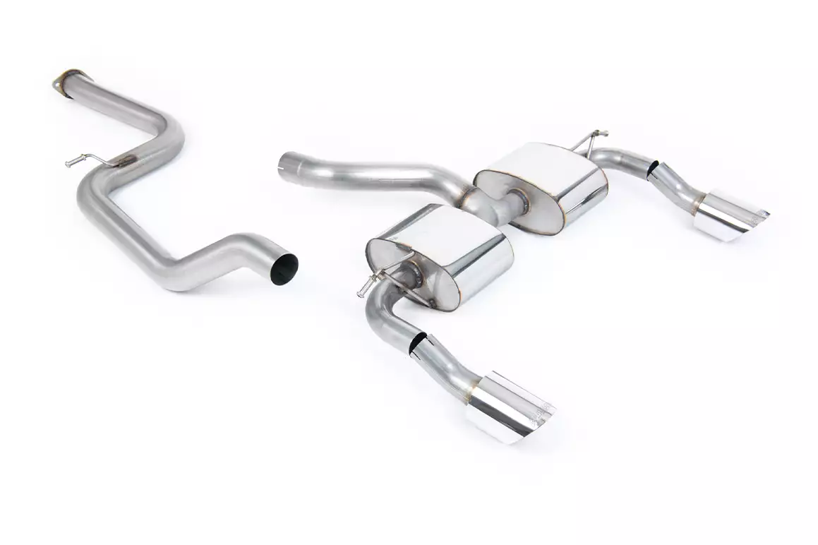 Non Resonated (Louder) Race Cat-Back Exhaust System with DTM Polished Trims - MK2 RS 2.5T 305PS