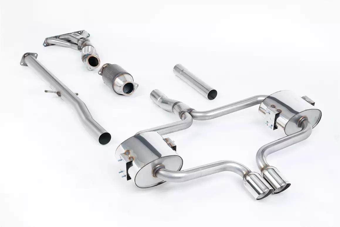 Full Resonated (Quieter) Exhaust System with Hi-Flow Sports Catalyst & Polished Trims - (R52) Cooper S Convertible